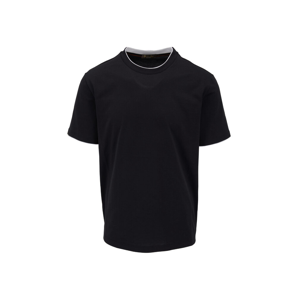 Loro Piana - Navy Double Collar Cotton Jersey T-Shirt