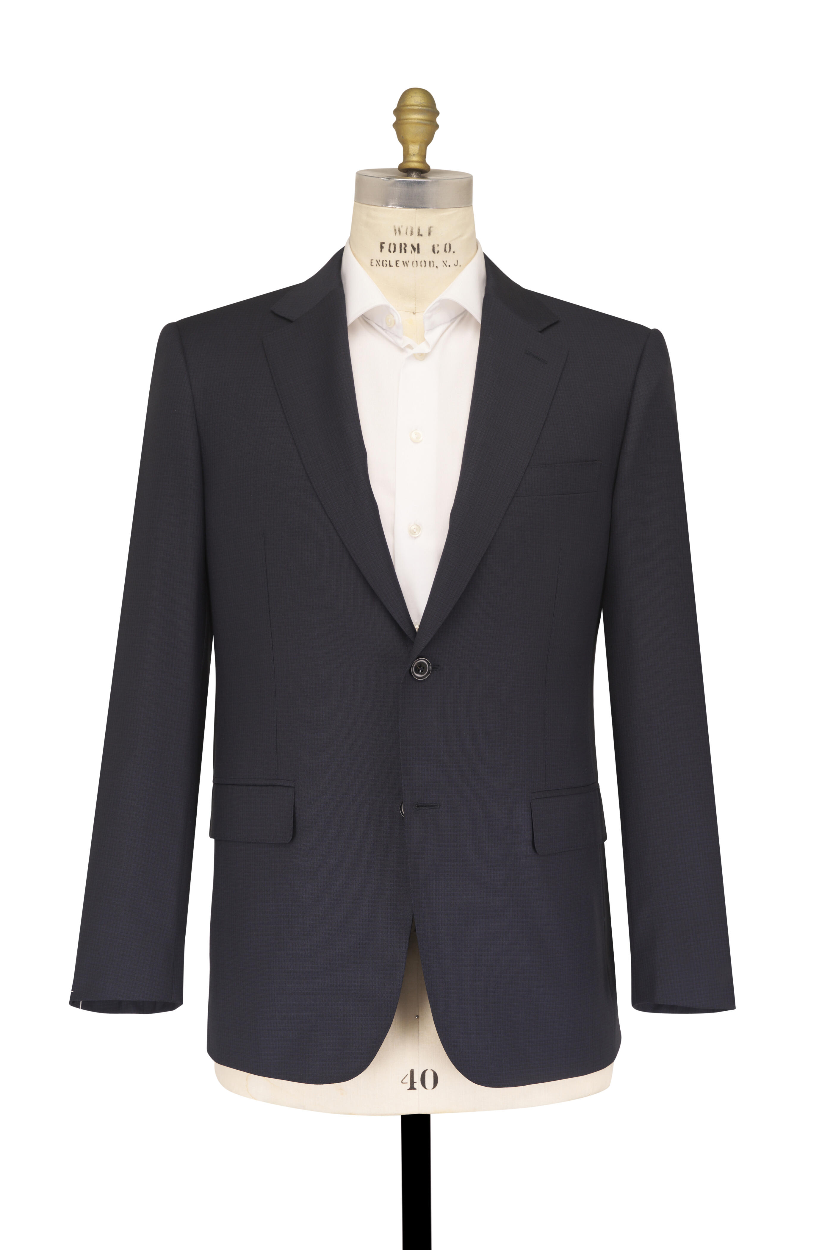 Canali - Navy Blue Wool Subtle Check Suit