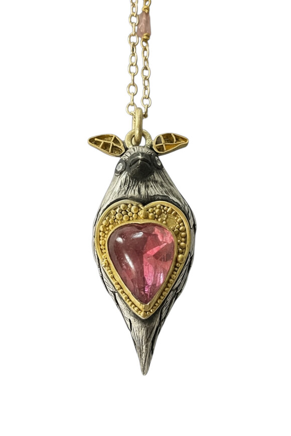 Rock House Tourmaline Diamond & Ruby Lovebird Necklace
