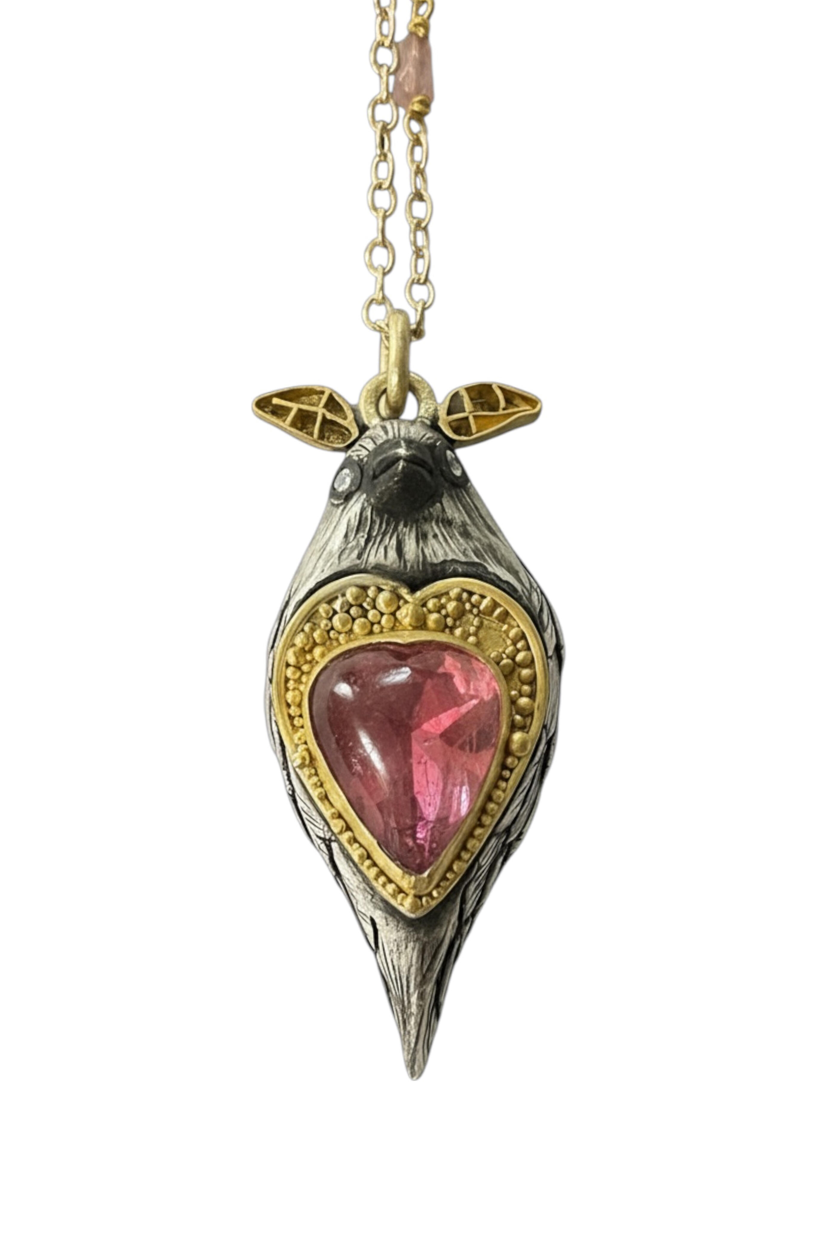 Rock House - Tourmaline Diamond & Ruby Lovebird Necklace