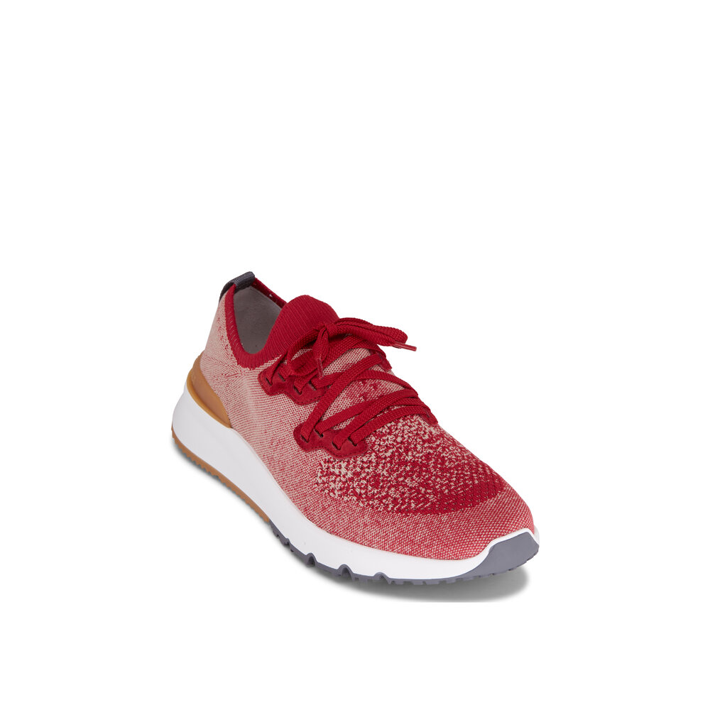 Brunello Cucinelli - Red Cotton Knit Sneaker | Mitchell Stores
