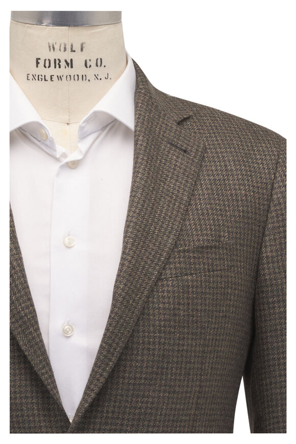 Canali Kei Moss & Brown Houndstooth Cashmere Sportcoat