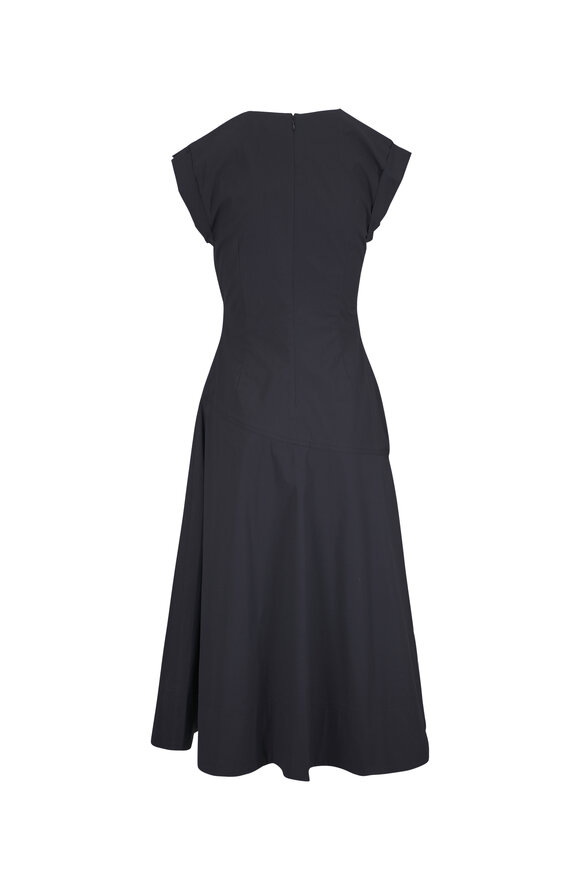 Veronica Beard Lisette Black Cotton Poplin Midi Dress - view 3