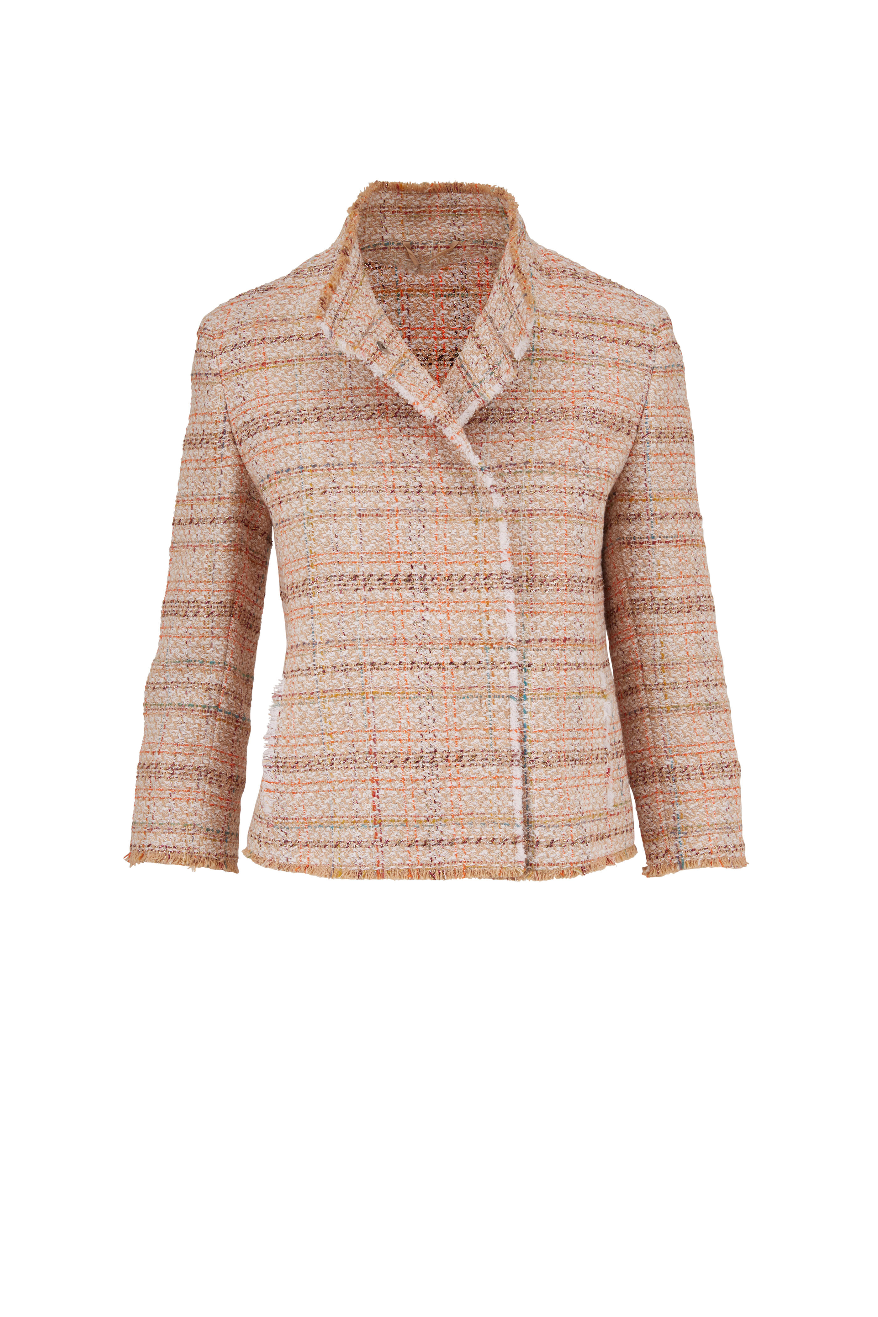 Akris Punto - Cream & Tangerine Lurex Tweed Jacket