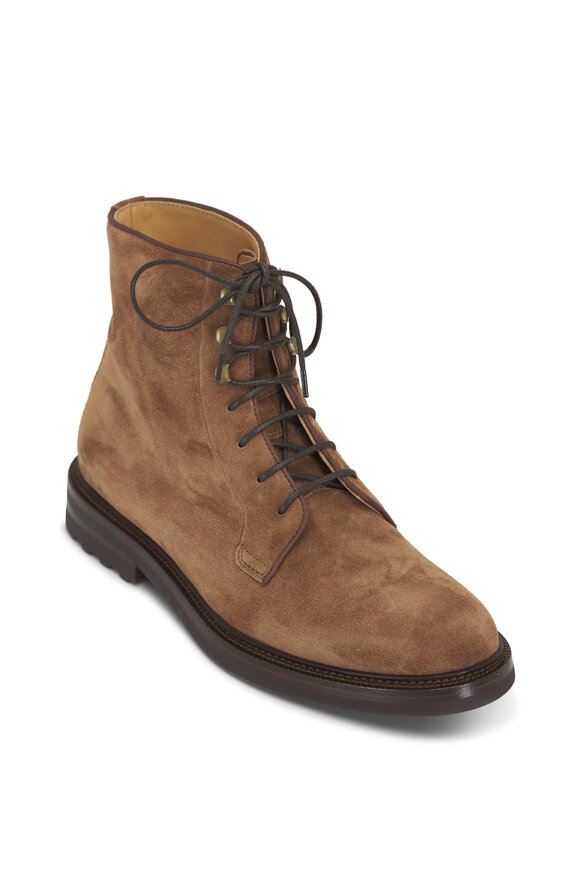 Brunello Cucinelli - Dark Brown Suede Ankle Lace-Up Boot