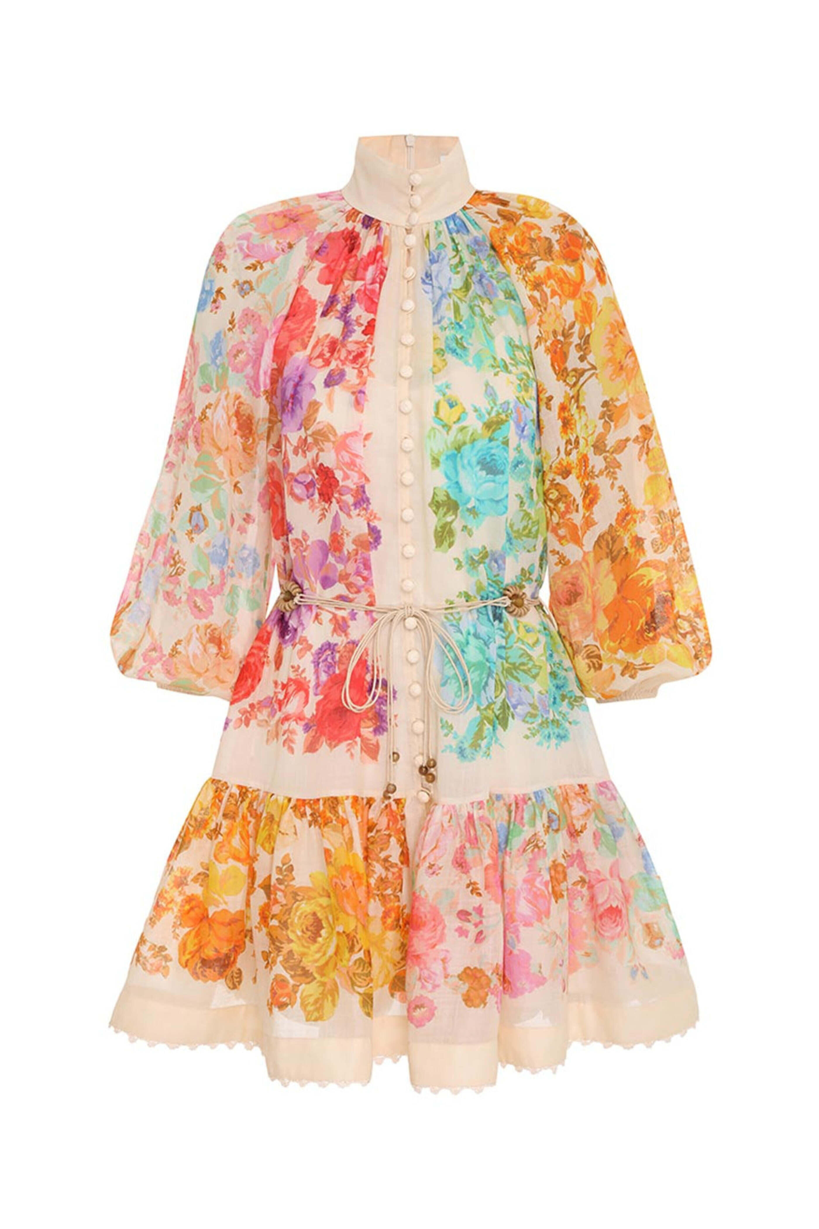 Zimmermann - Multicolor Floral Raie Lantern Mini Dress