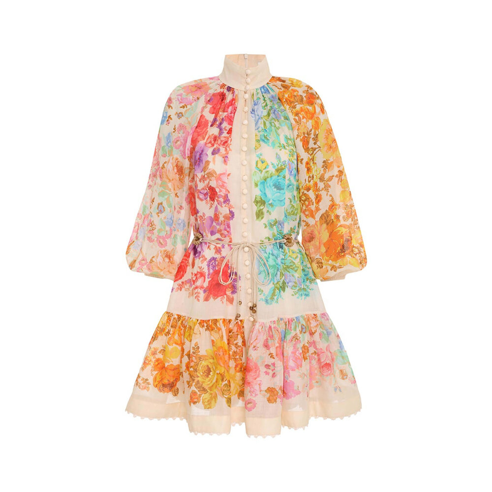ZIMMERMANN ★ コットン 花柄 タートルネック ミニ ドレス Rent Zimmermann Multicolour Dress | By Rotation UK