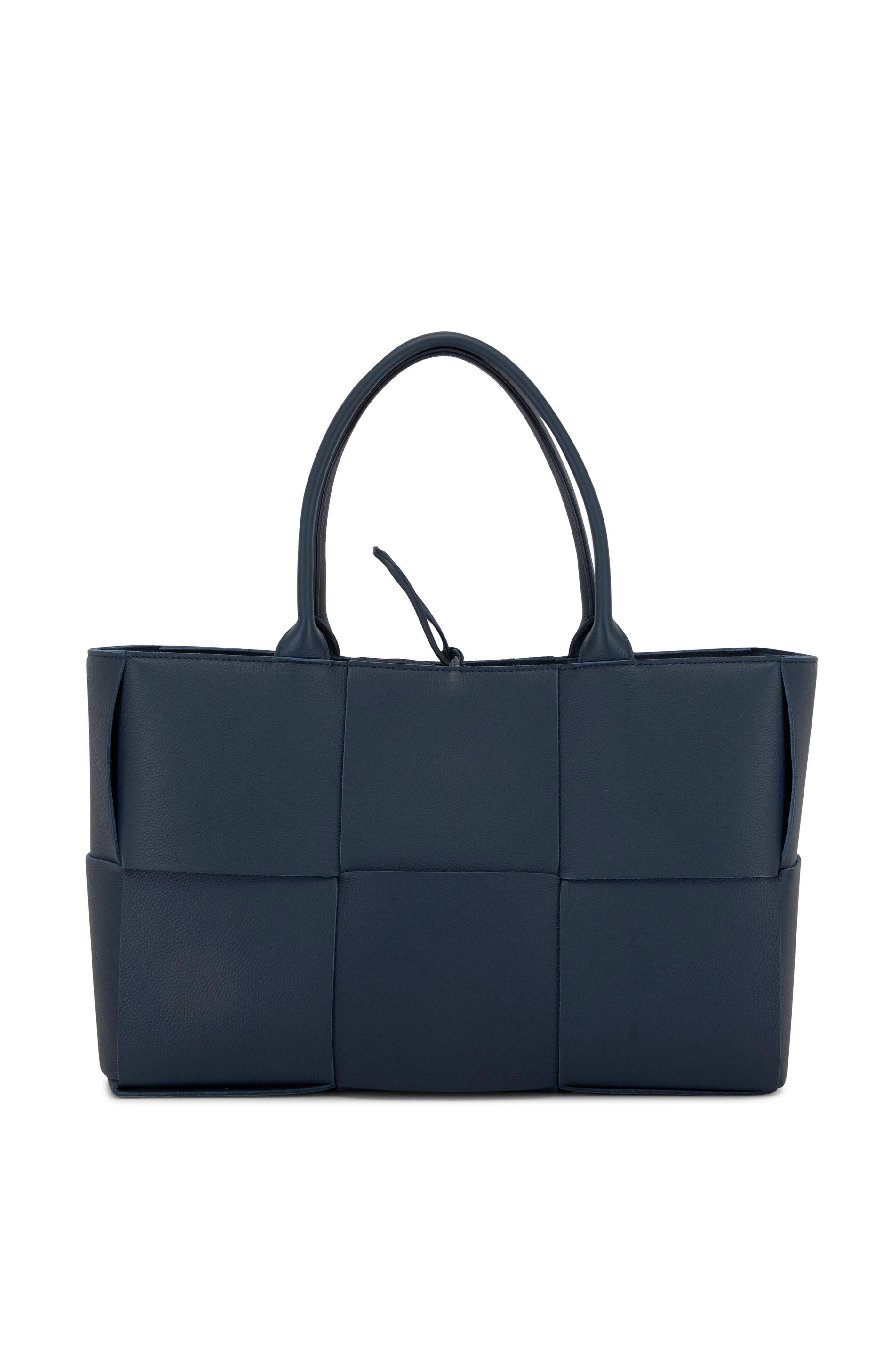 Bottega Veneta - Arco Deep Blue Woven Leather Medium Tote