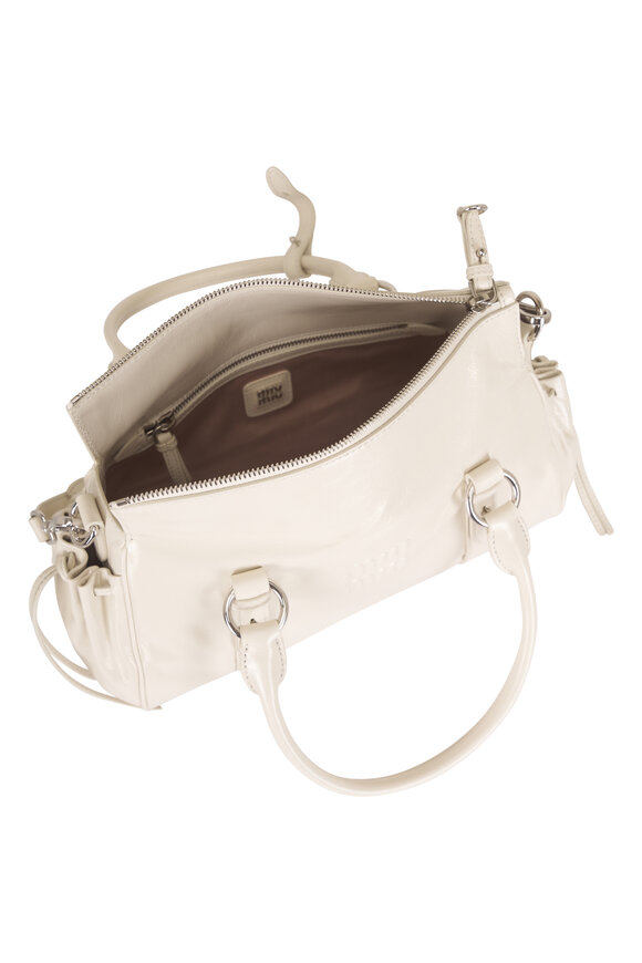 Miu Miu Small Vitello Bianco Shiny Leather Top Handle - view 5