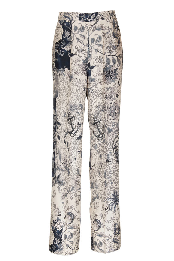 Etro - Beige Multi Print Silk Pant