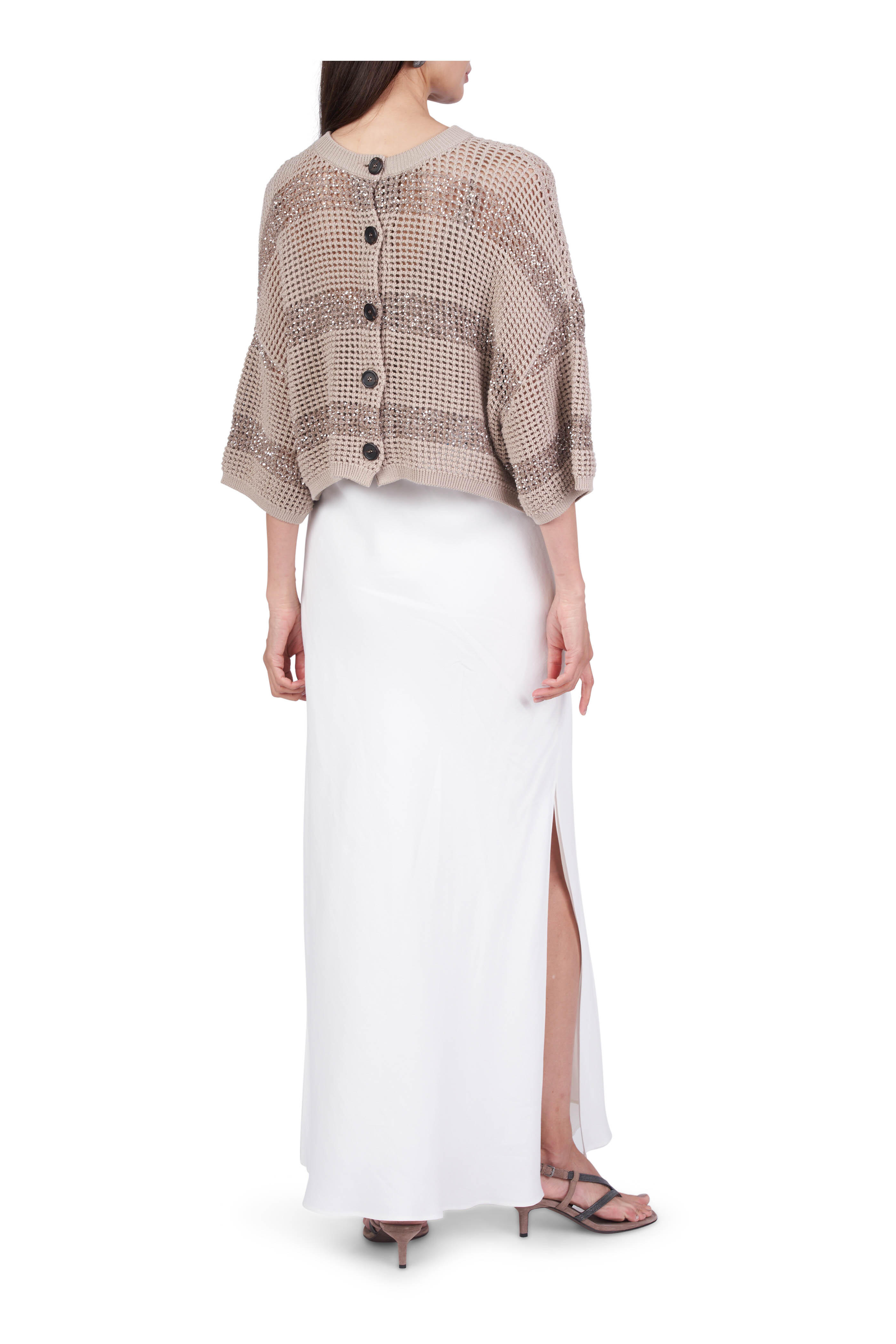 Brunello Cucinelli - White Slit Maxi Skirt