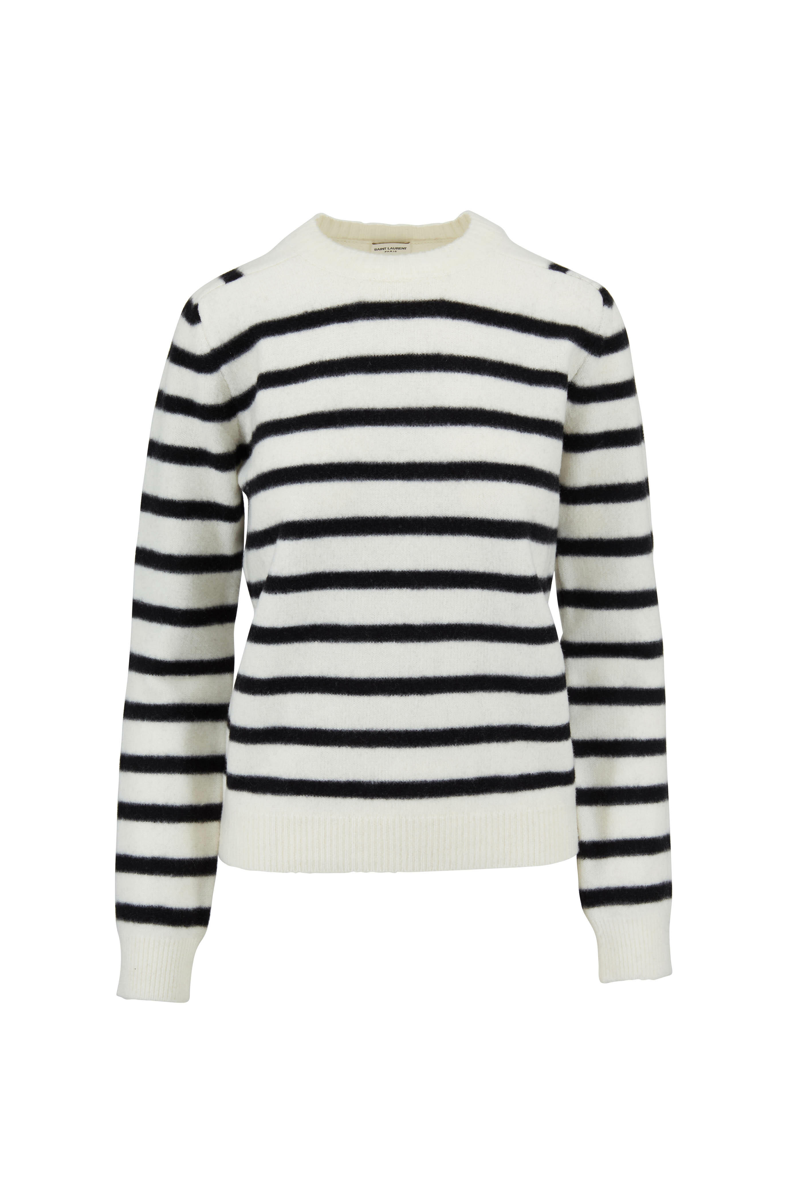 Saint Laurent - White & Black Wool Striped Sweater