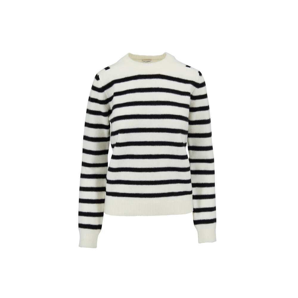 Saint Laurent - White & Black Wool Striped Sweater