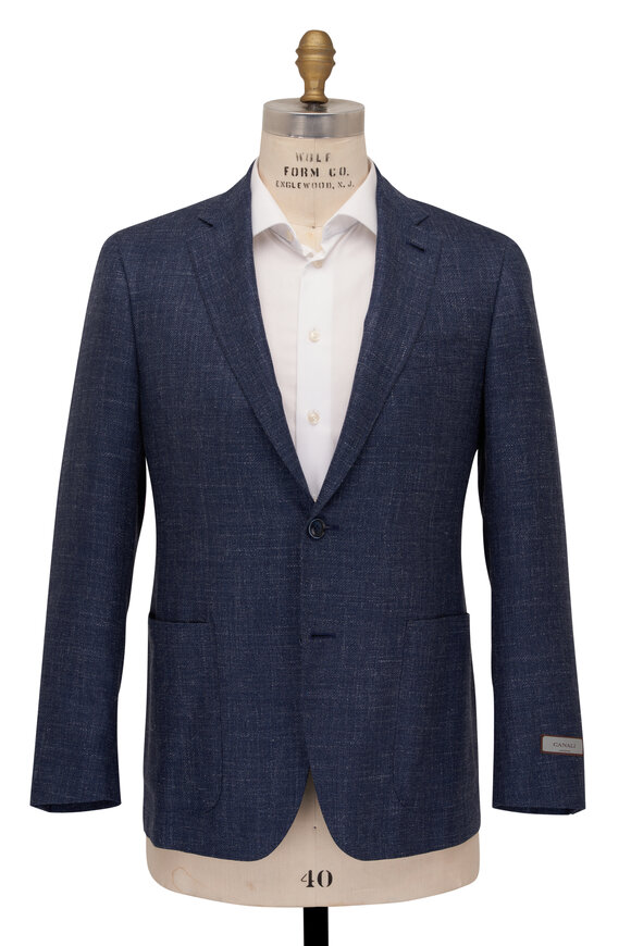 Canali - Solid Blue Wool Blend Sportcoat