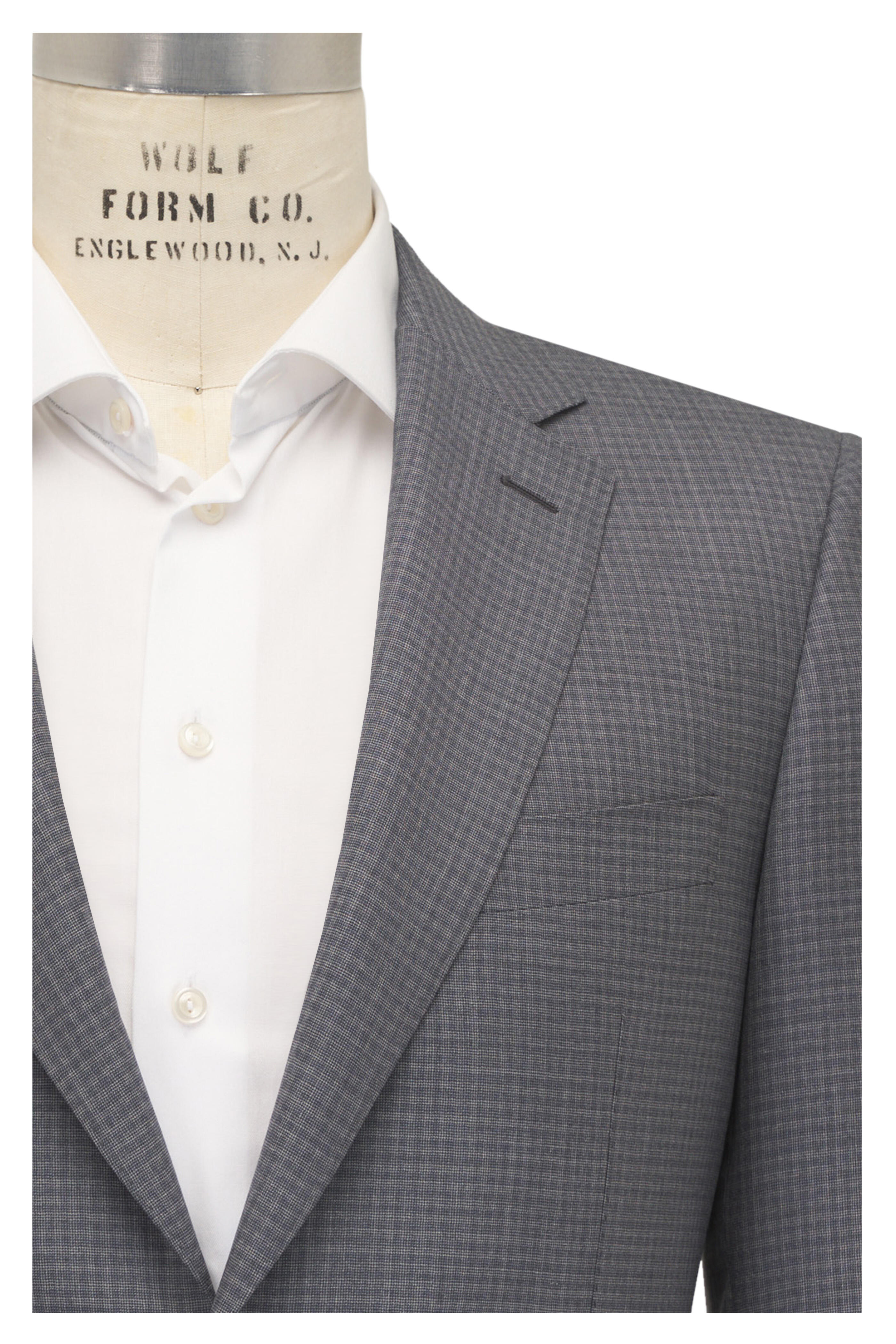Canali - Light Gray Summer Check Wool & Silk Suit