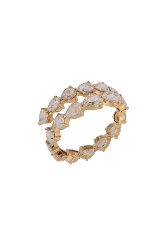 Kai Linz 18k Yellow Gold Pear Shape Diamond Spiral Ring