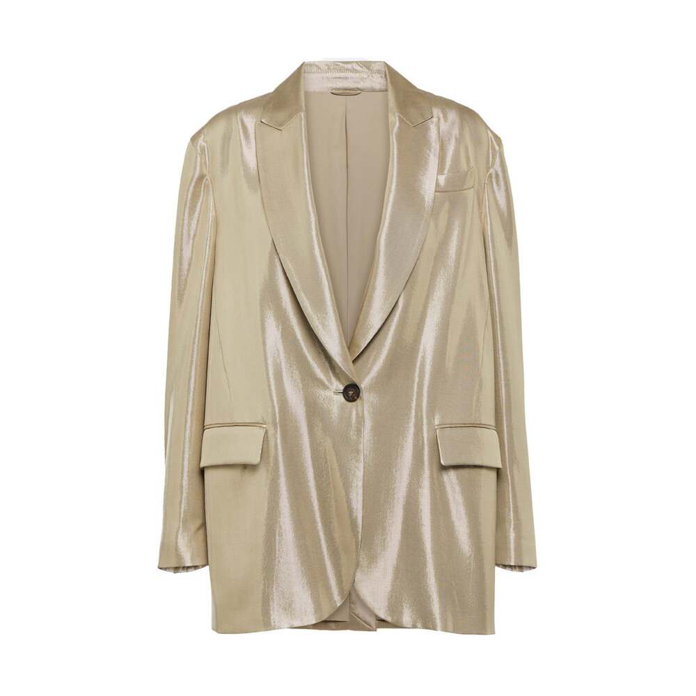 Brunello Cucinelli - Gold Metallic Single Breasted Jacket