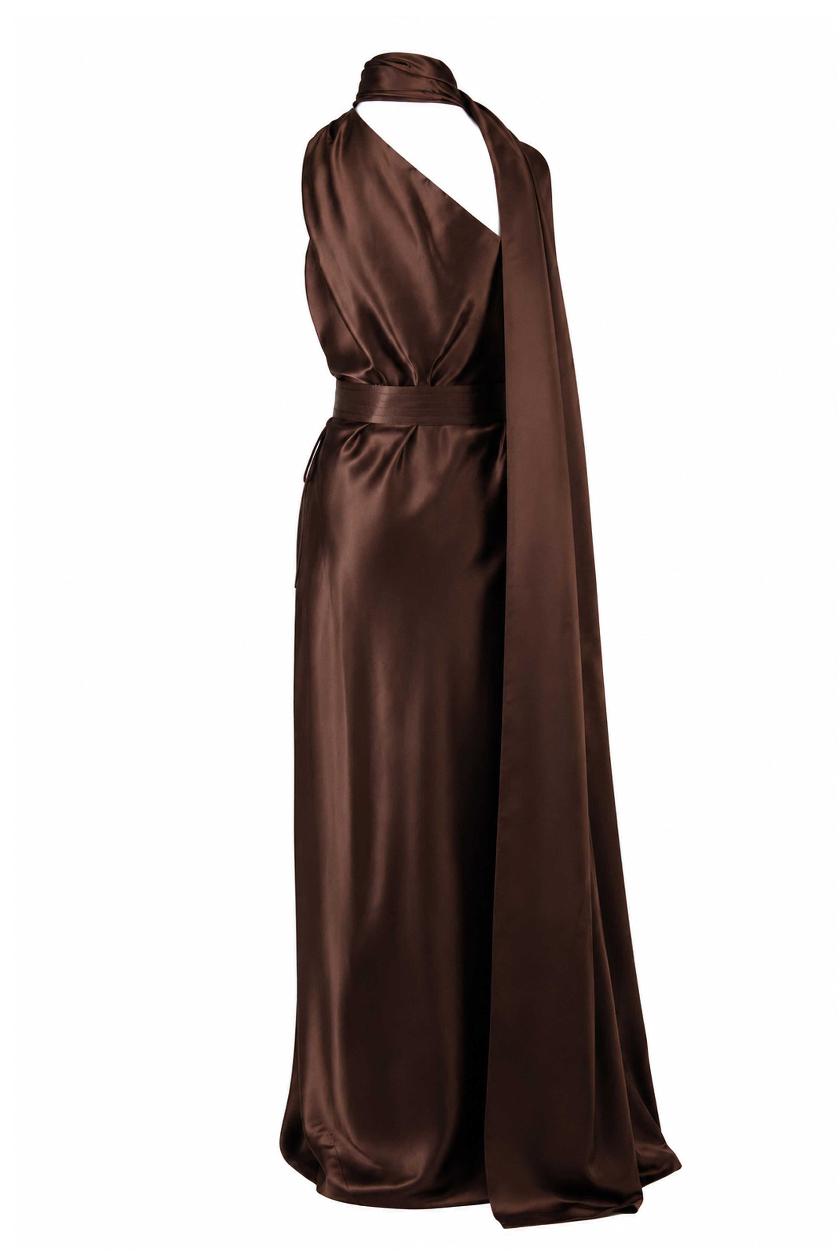 Ralph Lauren - Rynn Duchesse Brown Silk Wrap Gown - view 2
