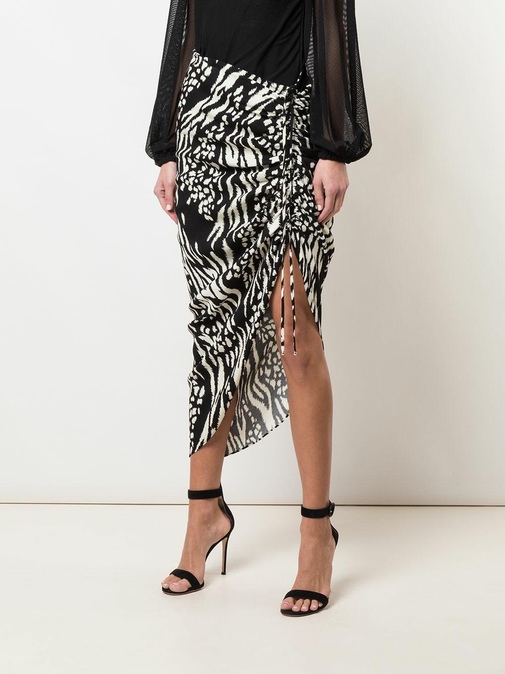 Veronica Beard - Ari Black & Bone Animal Print Ruched Skirt