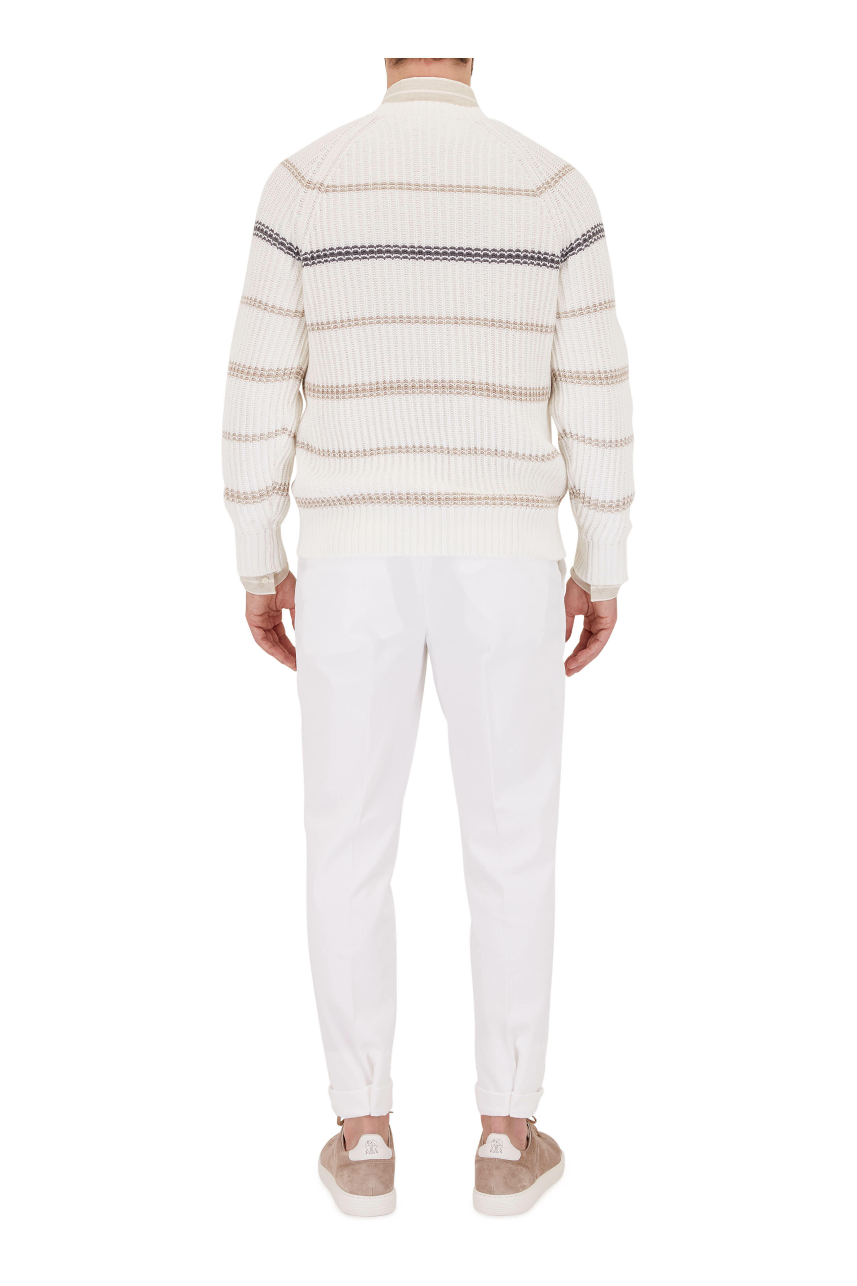 Brunello Cucinelli - White Flat Front Italian Fit Pant