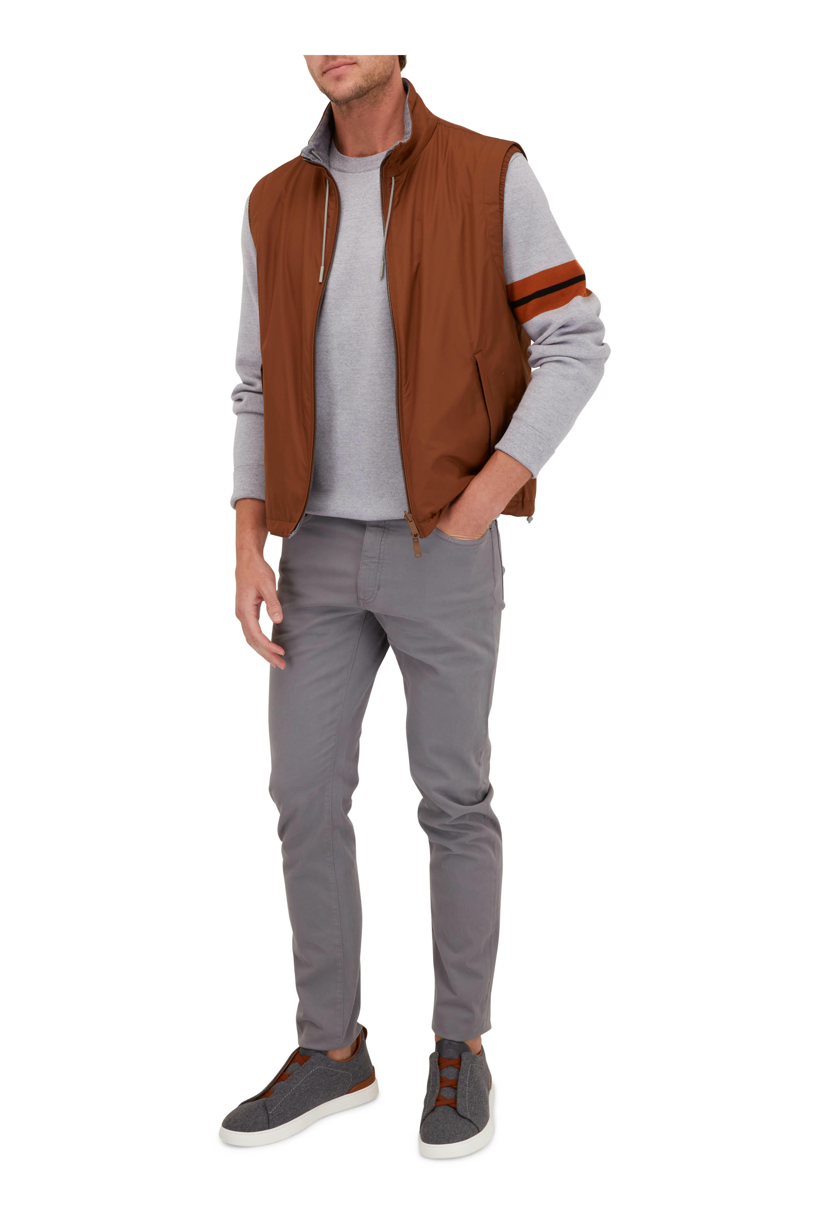 Zegna - Triple Stitch Gray Wool Low Top Sneaker