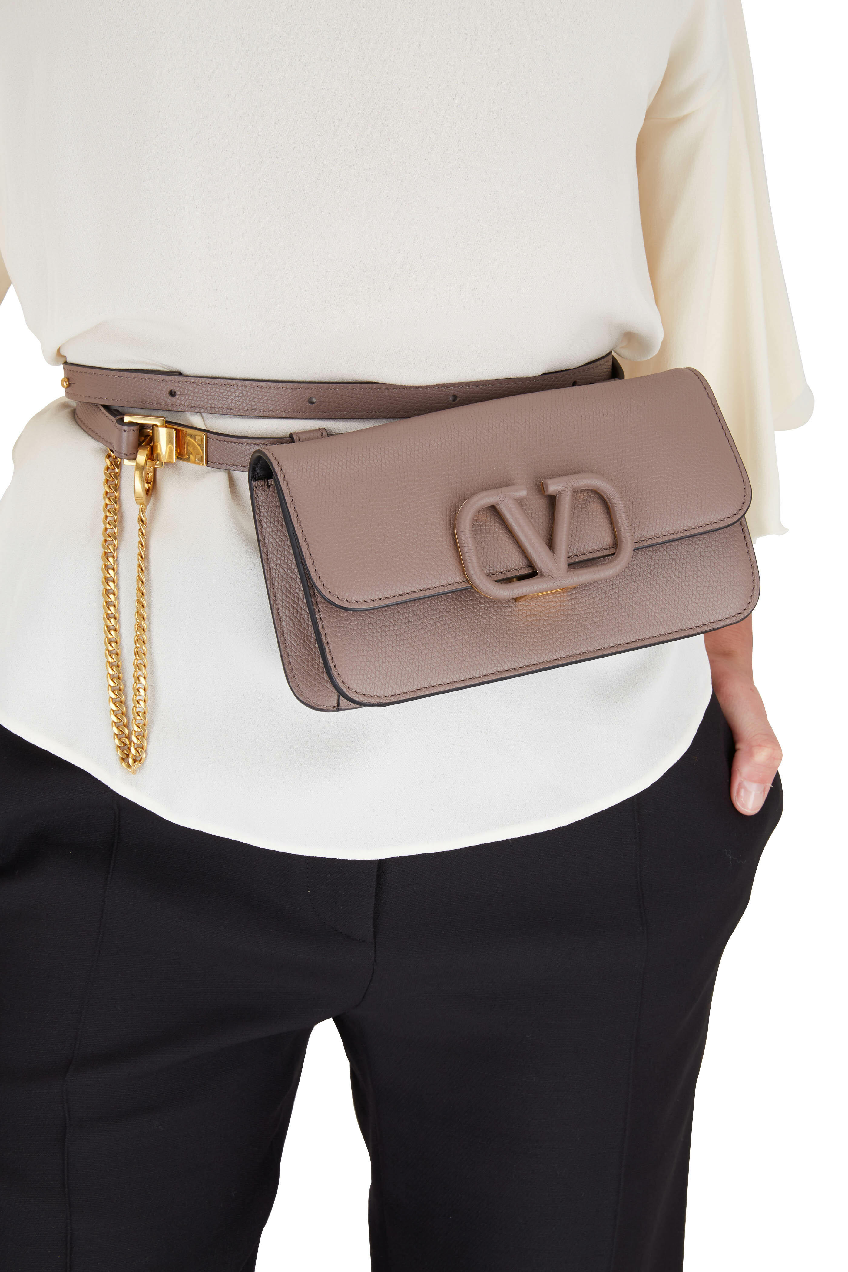 Valentino Garavani - V-Sling Clay Leather Logo Belt Bag