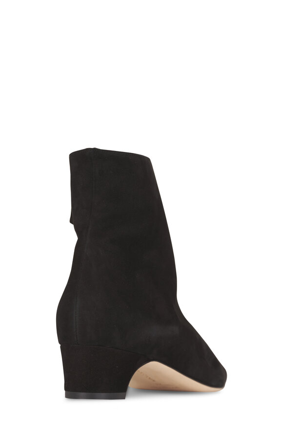 Manolo Blahnik Tolarc Black Suede Bootie, 30mm - view 5