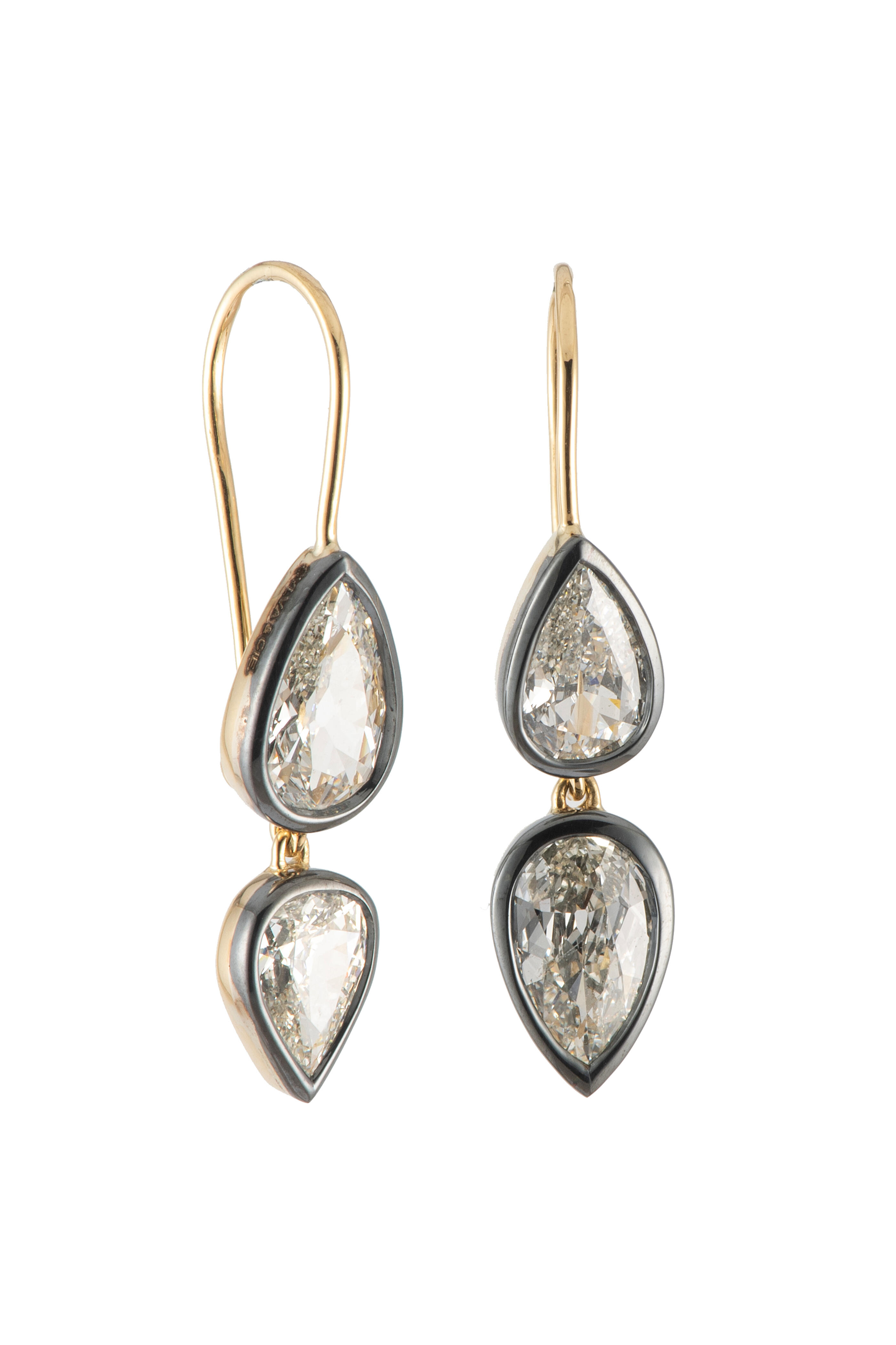 Sylva & Cie - 18k White Gold Diamond Drop Earrings