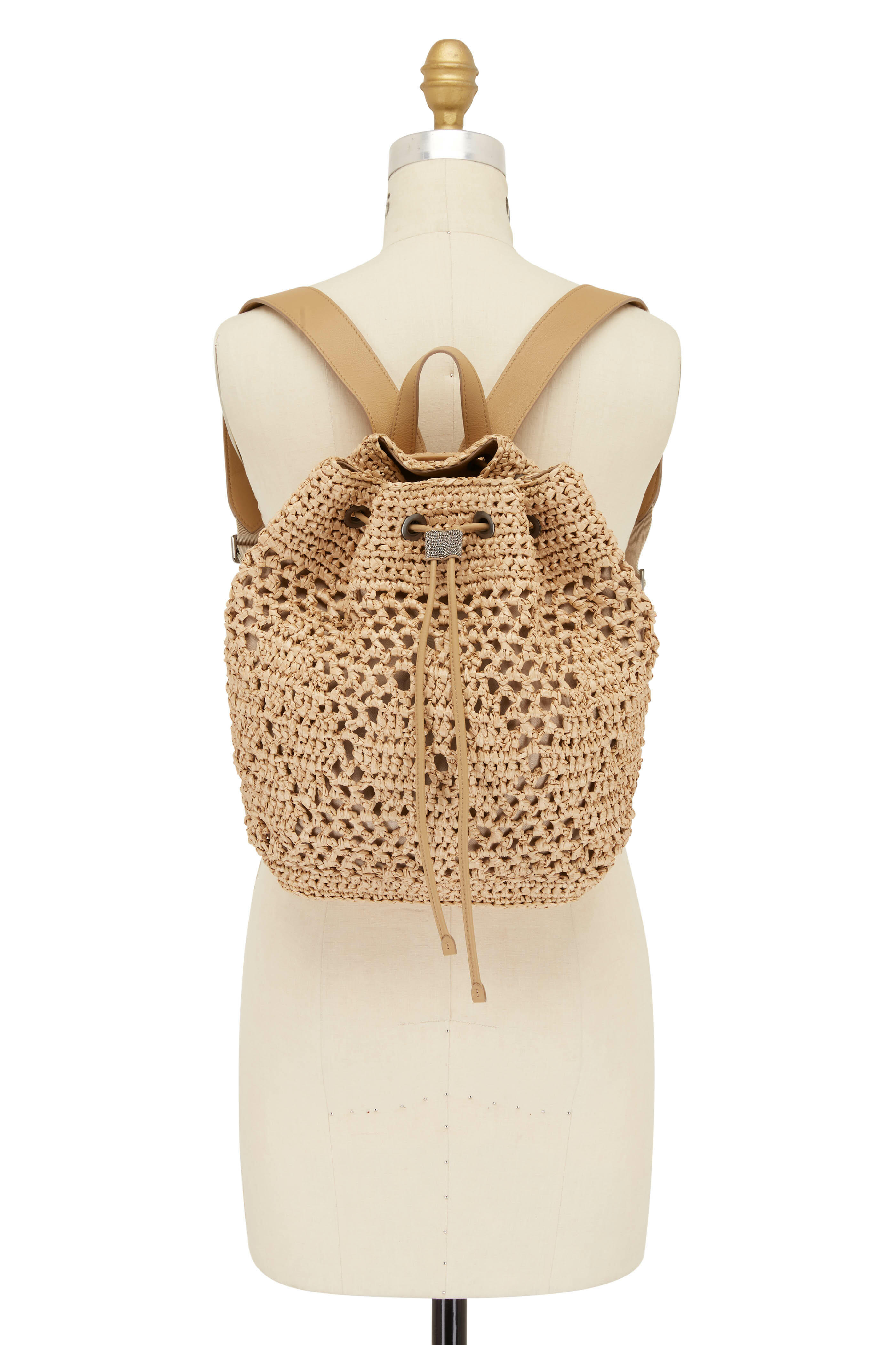 Brunello Cucinelli Interwoven Straw Backpack in Brown Raffia ref.953909 -  Joli Closet