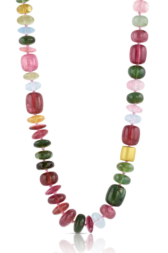 Leigh Maxwell Mixed Gem & Gold Bead Necklace  - view 2