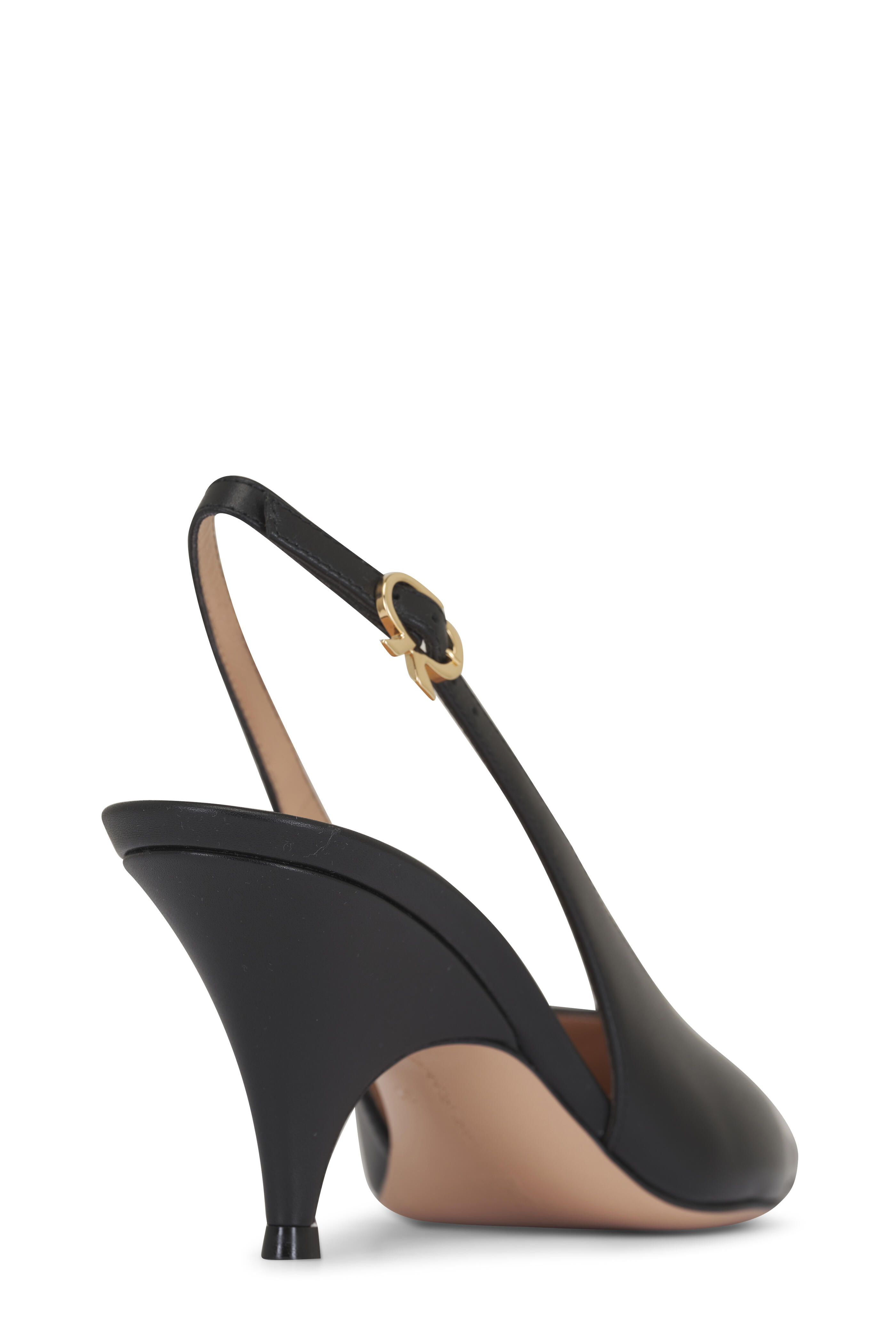 Gianvito Rossi - Vitello Black Leather Slingback Pump, 55mm