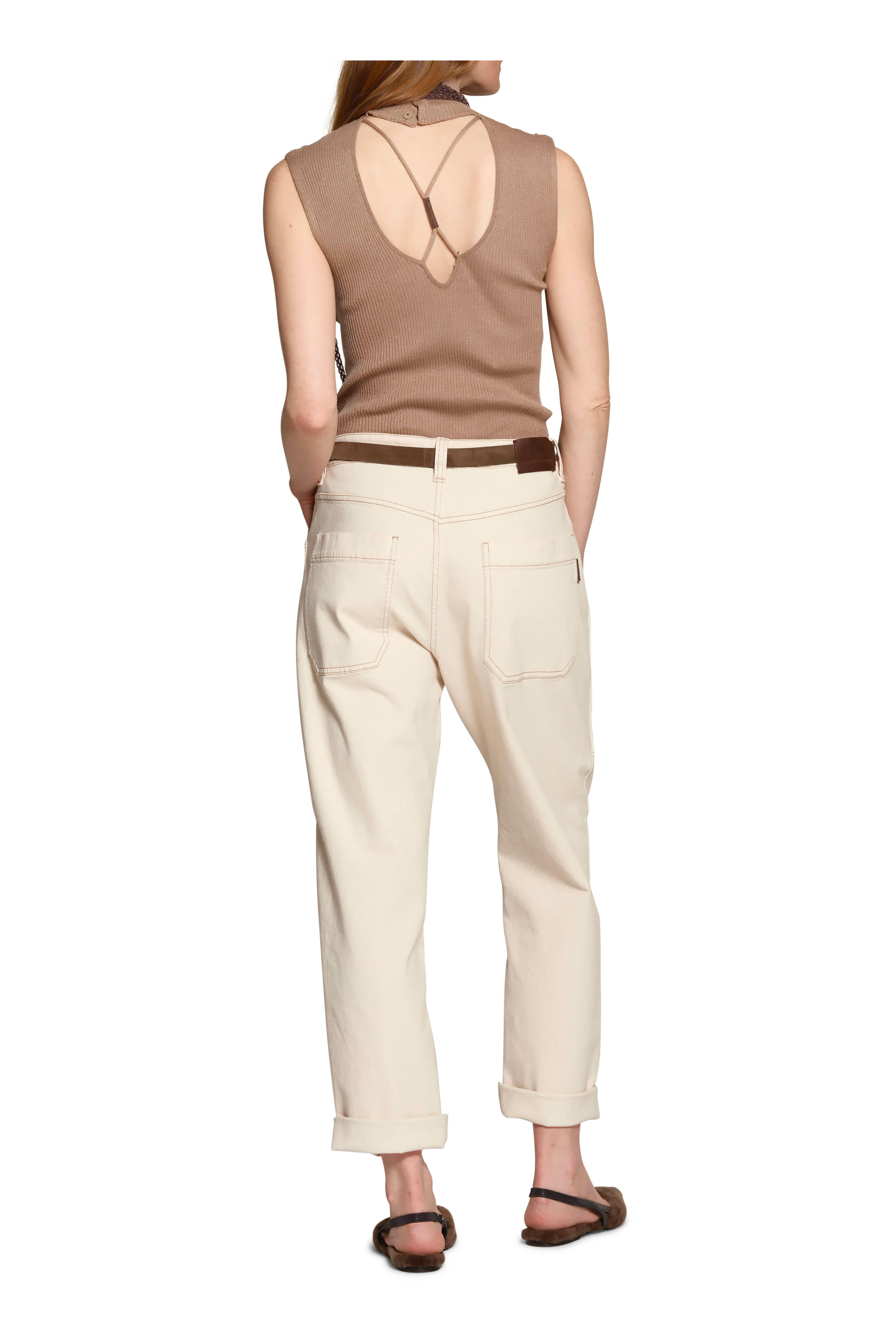 極美品✨BRUNELLO CUCINELLI ノースリーブ　モニーレ　ベージュ Brunello Cucinelli - Natural Open Back Turtleneck