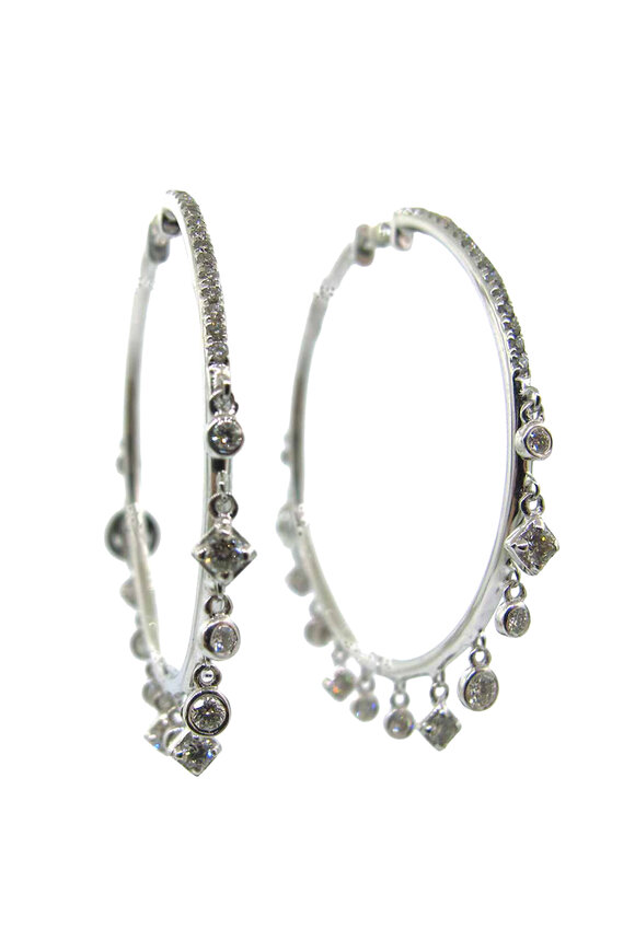 Loree Rodkin Diamond Drop Hoop Earrings - view 1