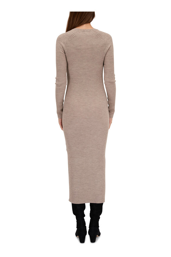 Totême - Gray Ribbed Merino Wool Dress