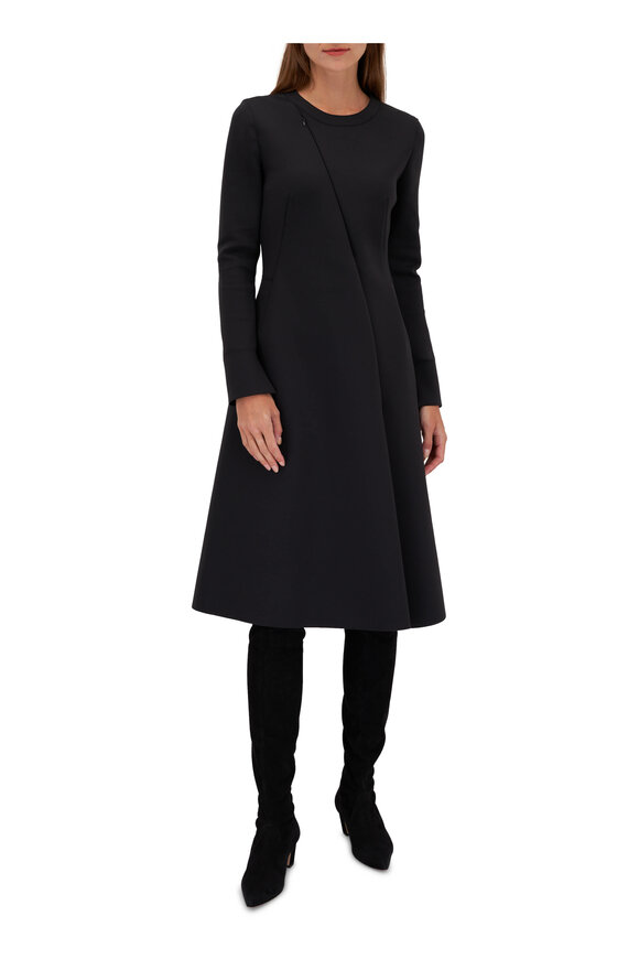 Akris - Black Techno Asymmetric Dress 