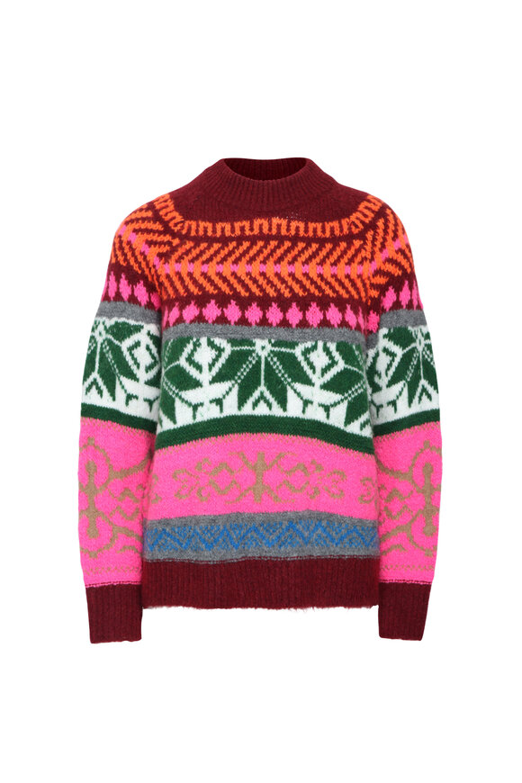 Essentiel Antwerp Irelando Burgundy Jacquard Knit Pullover