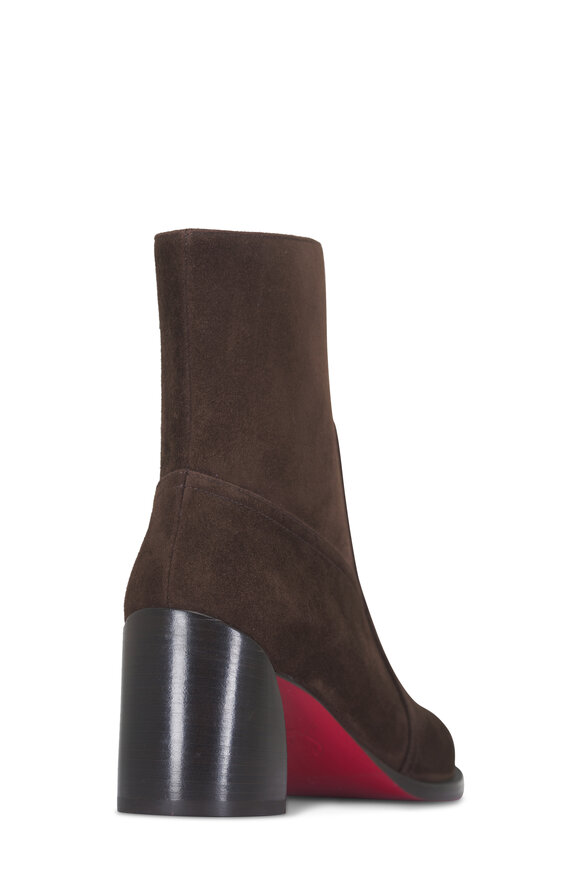 Christian Louboutin Ira Dark Brown Suede Short Boot, 55mm - view 3