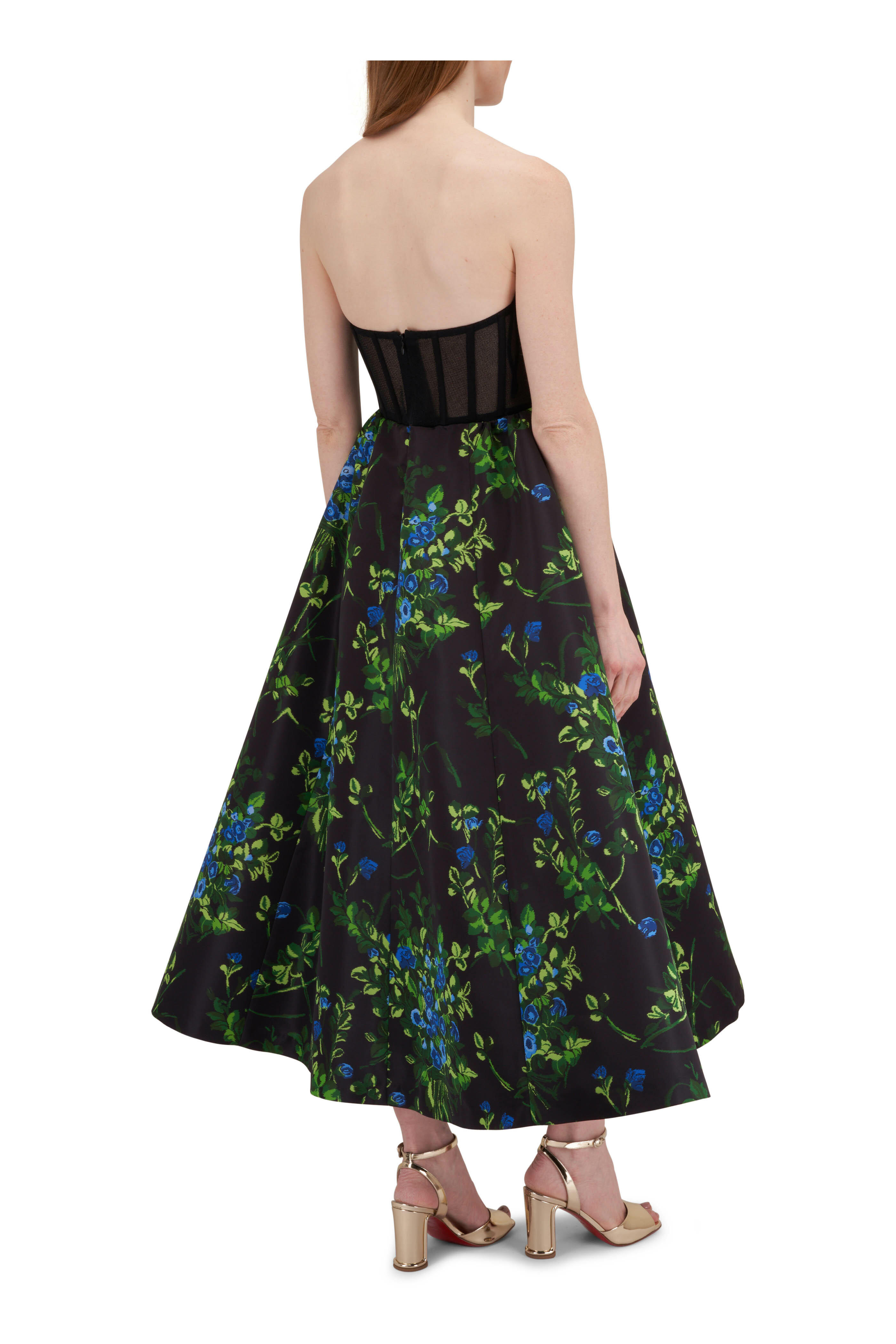 Carolina Herrera - Floral Print Plunging Strapless Corset Gown