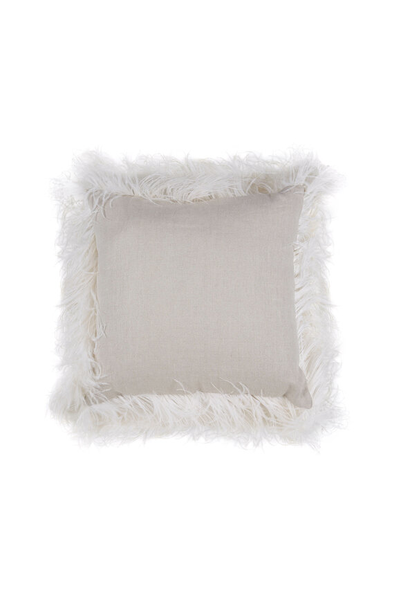 Brunello Cucinelli - Oat Linen & Ostrich Feather Monilli Detail Pillow
