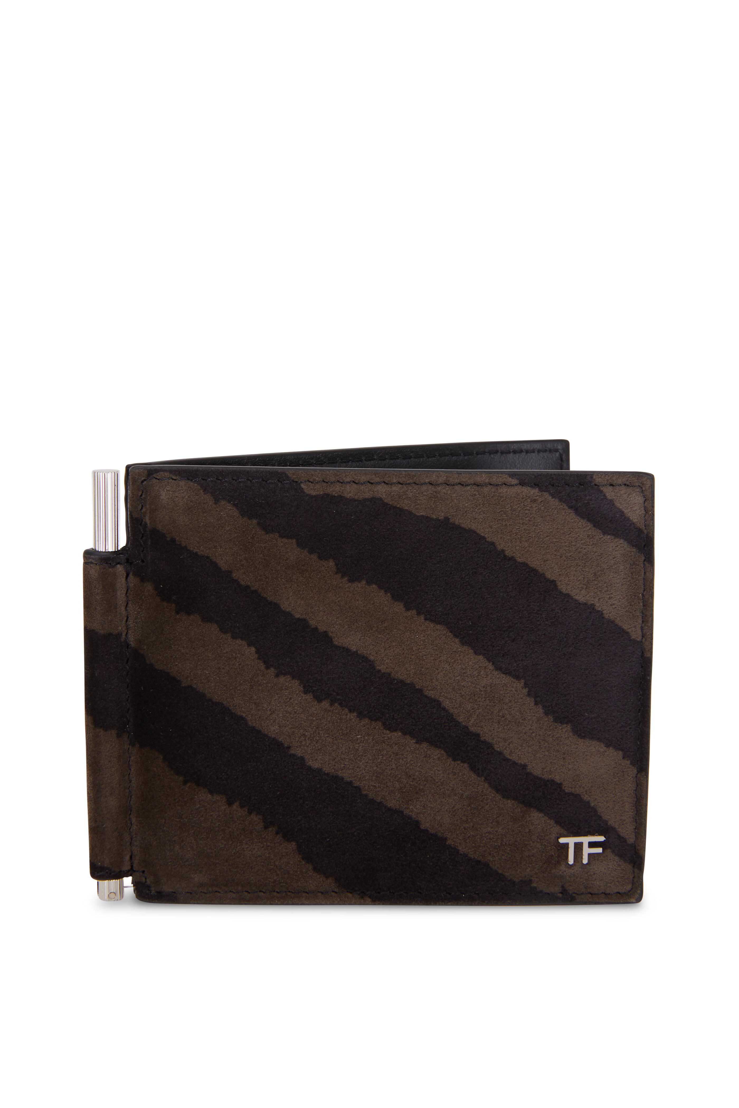 Tom Ford - T-Line Musk & Black Suede Bi-Fold Wallet