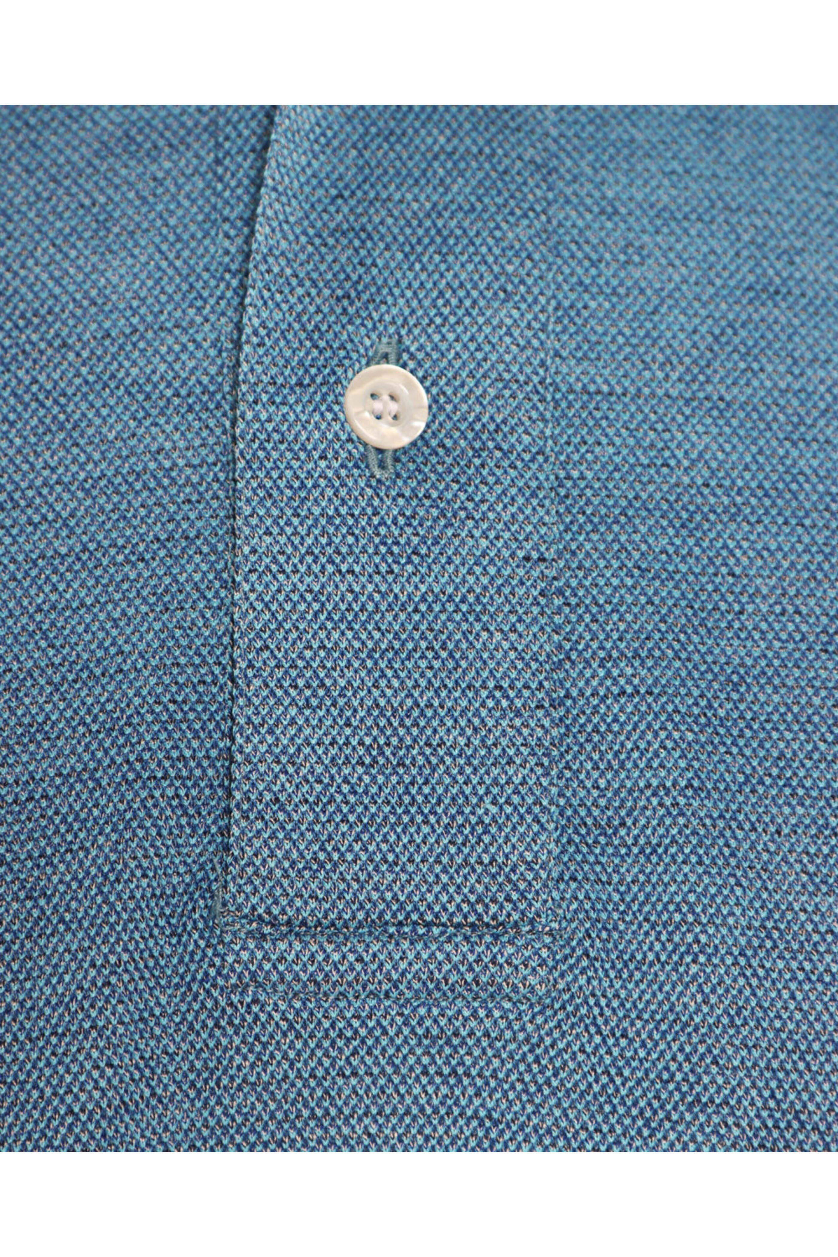 Fray - Aqua Blue Cotton Knit Short Sleeve Polo