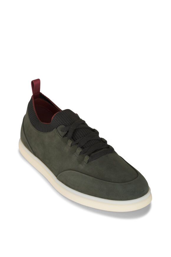Loro Piana Soho Walk Very Dark Green Grained Nubuck Sneaker