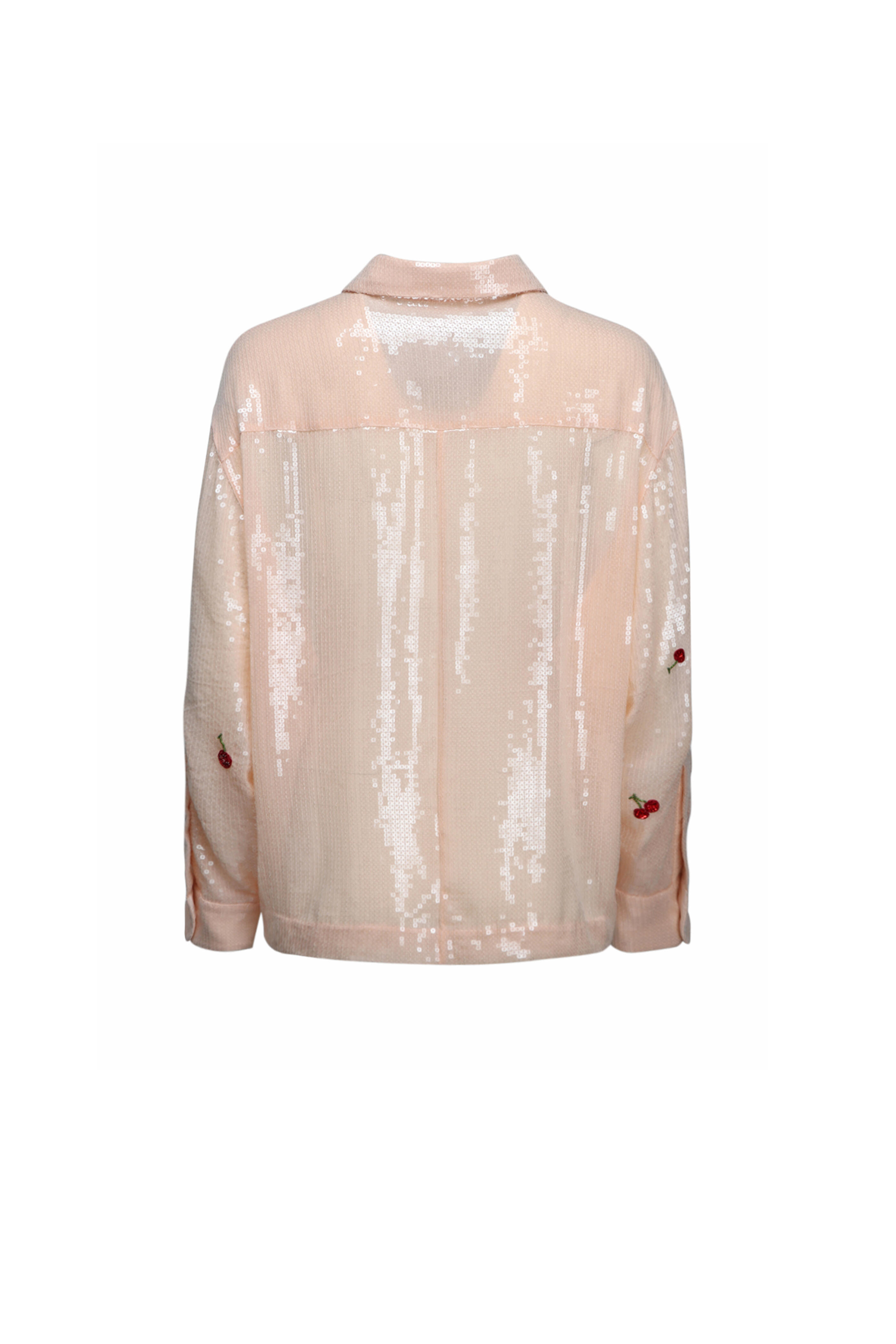 【関税込み】DES PHEMMES SHIRT WITH RHINESTONES Des Phemmes - Sequin Cherries Boyfriend Shirt | Mitchell Stores