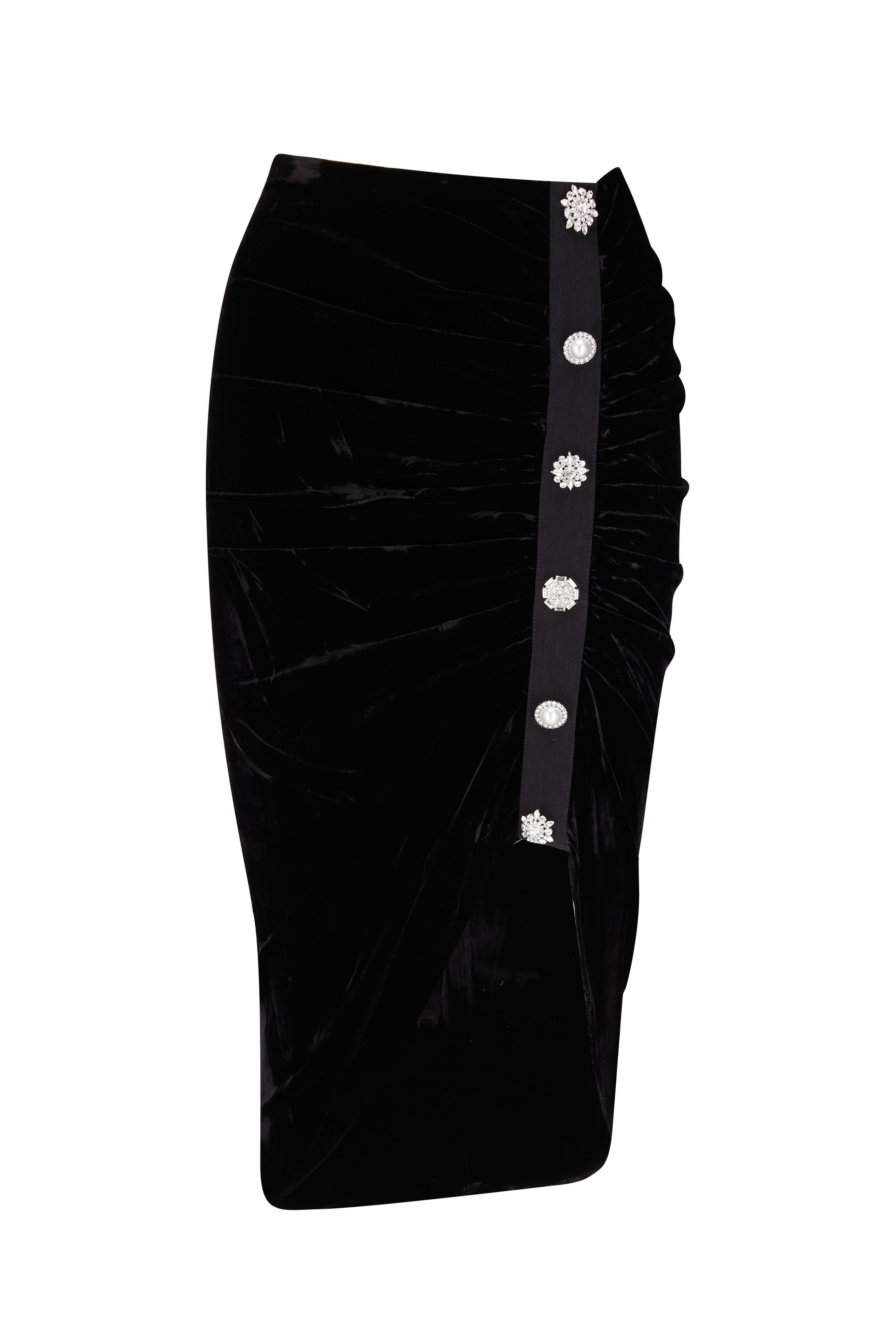 Veronica Beard - Navita Black Crystal-Embellished Velvet Midi Skirt
