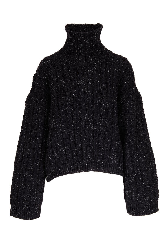 Totême - Black Cable Knit Turtleneck Sweater 