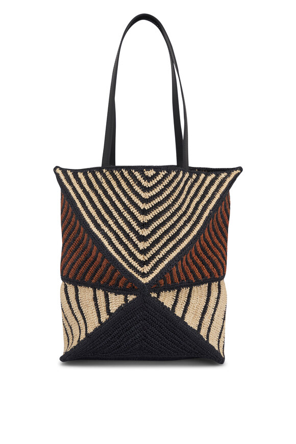 Loewe Puzzle Fold Natural & Honey Gold Raffia Tote - view 3