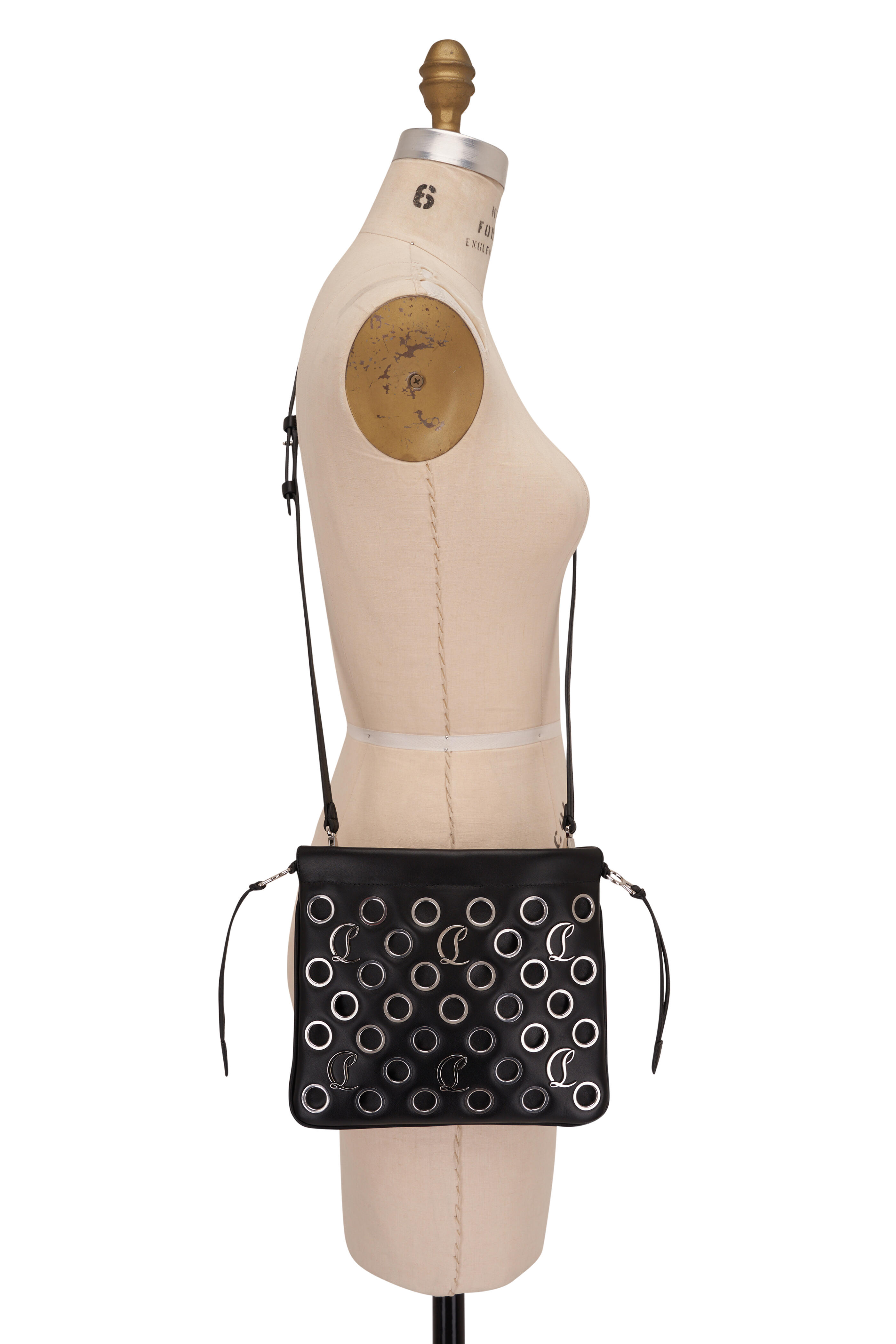 Christian Louboutin - Mouchara Eyelet Black & Silver Mini Crossbody Bag