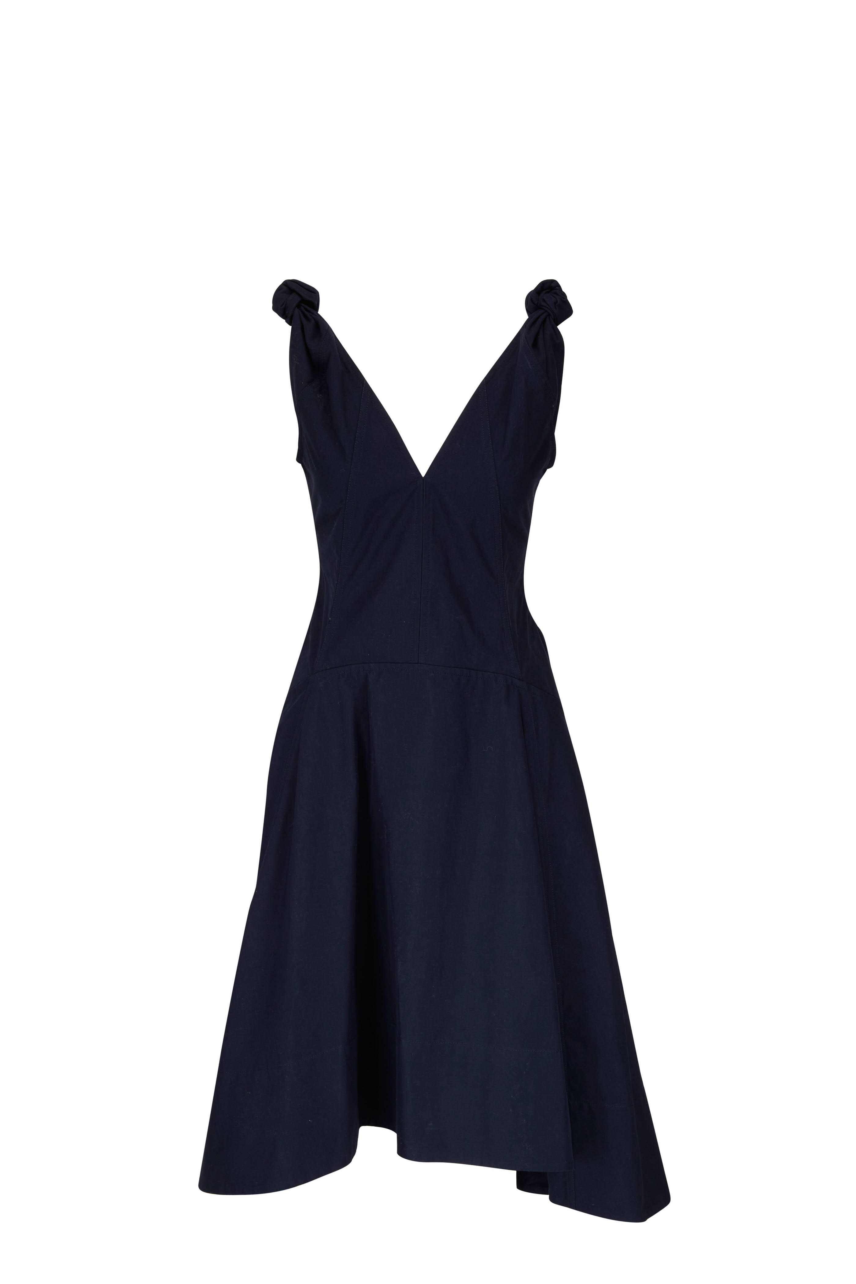 Bottega Veneta - Navy Blue Compact Cotton Canvas Midi Dress