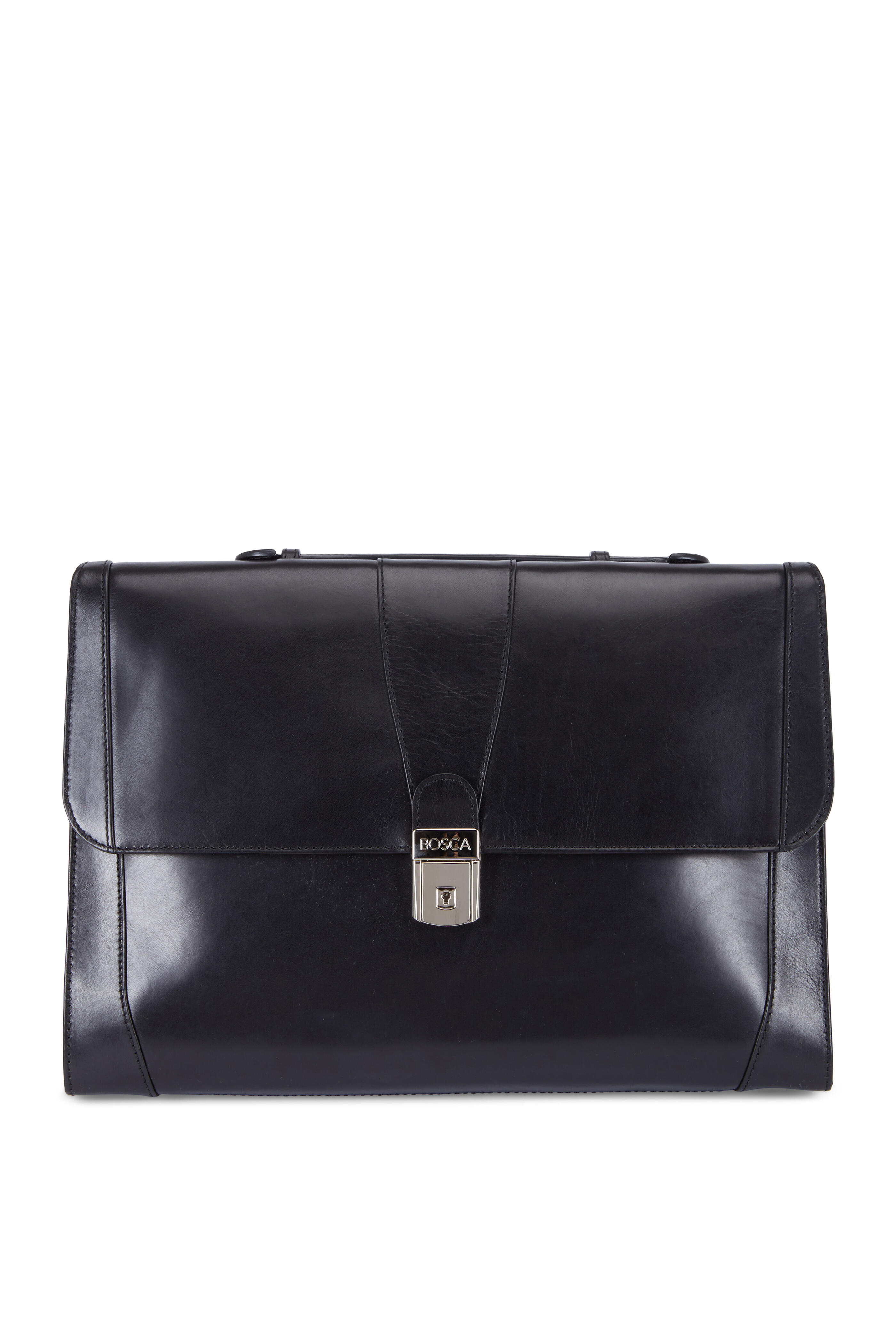 Bosca - Flapover Black Old Leather Briefcase