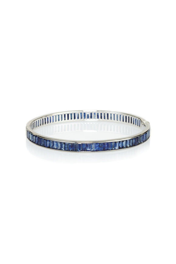 Nam Cho 18k White Gold Sapphire & Diamond Oval Bangle - view 1